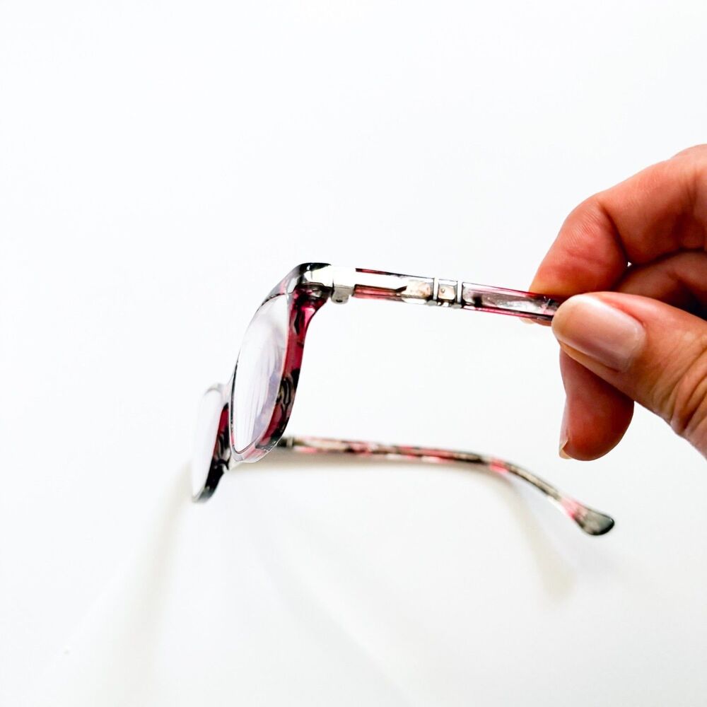 READ Persol Womens Eyeglasses Pink Pattern FRAMES ONLY Splayed Flared 52-16-140 - Picture 8 of 13